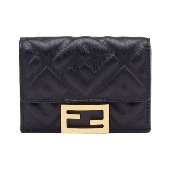 Brieftasche aus schwarzem Nappaleder 7.5cm