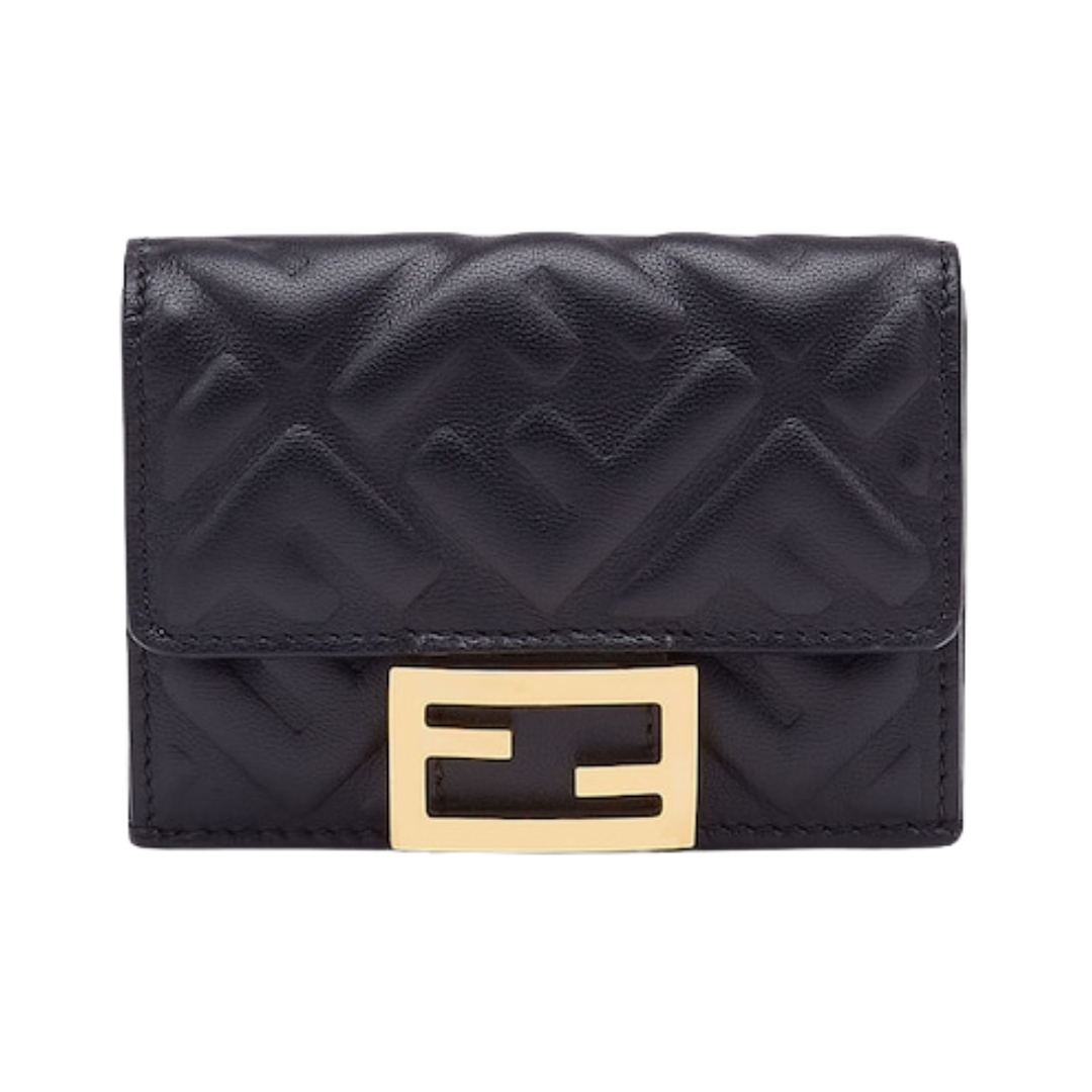 Brieftasche aus schwarzem Nappaleder 7.5cm