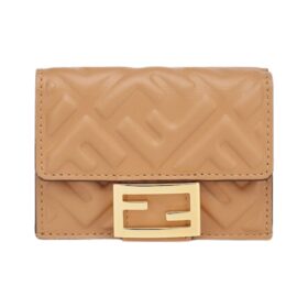 Brieftasche aus beigem Nappaleder 7.5cm