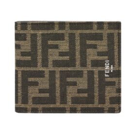 Brieftasche aus Jacquard mit FF-Muster 9.6cm