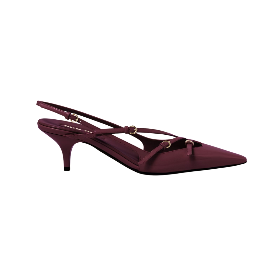 Lackleder-Slingbacks mit Schnallen 5.5cm