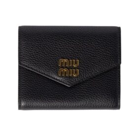 Kleine Leder-Geldbörse Schwarz 9cm