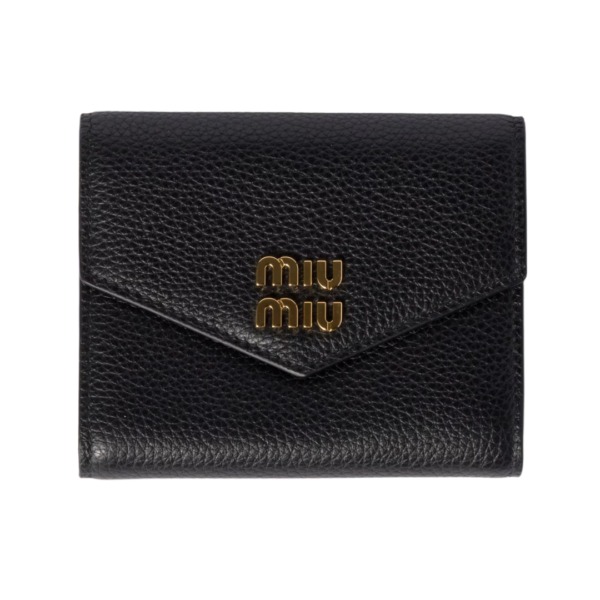 Kleine Leder-Geldbörse Schwarz 9cm