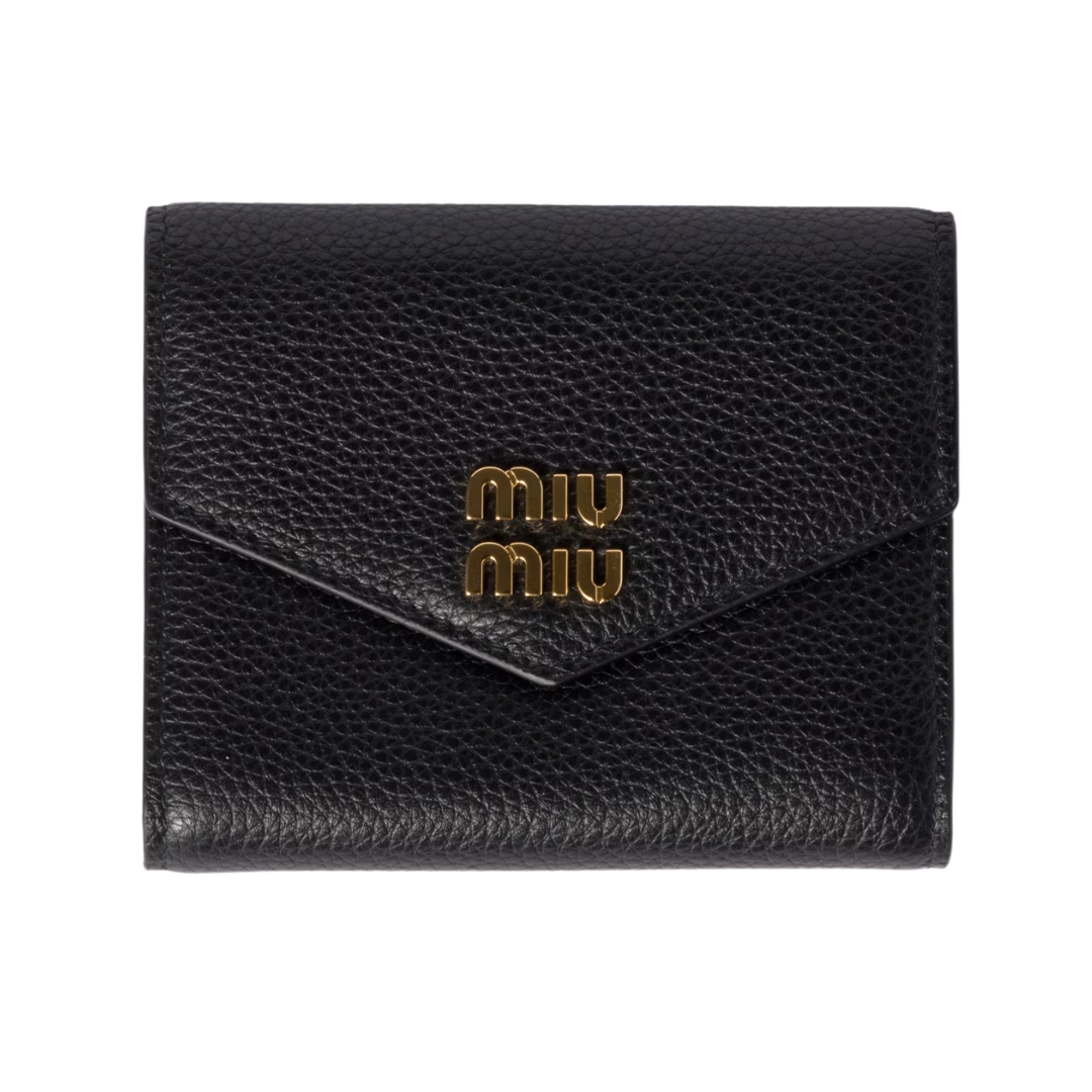 Kleine Leder-Geldbörse Schwarz 9cm