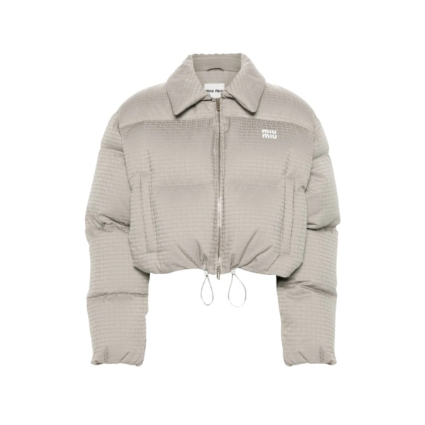 Jacquard Daunenjacke Beige
