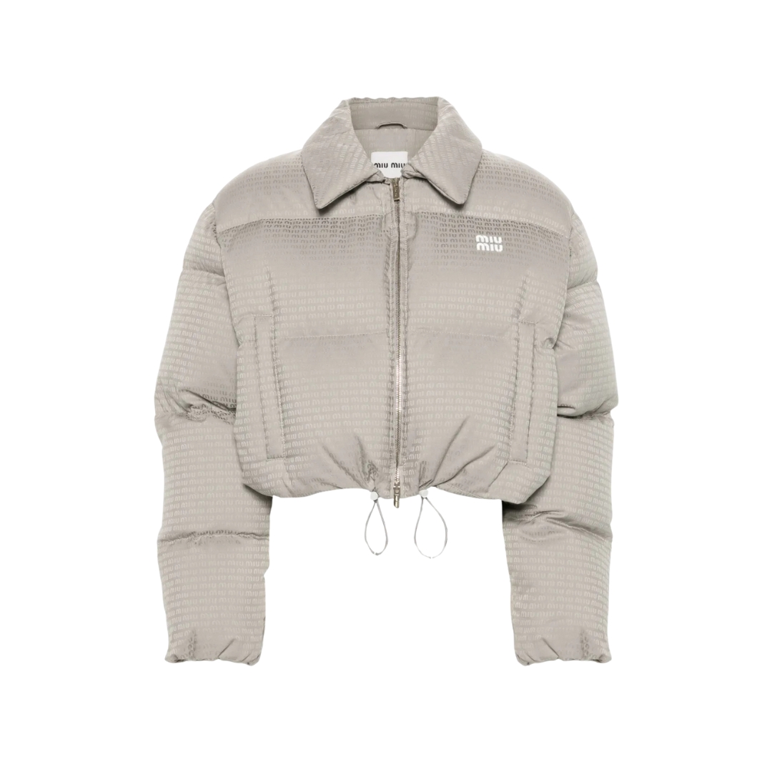 Jacquard Daunenjacke Beige