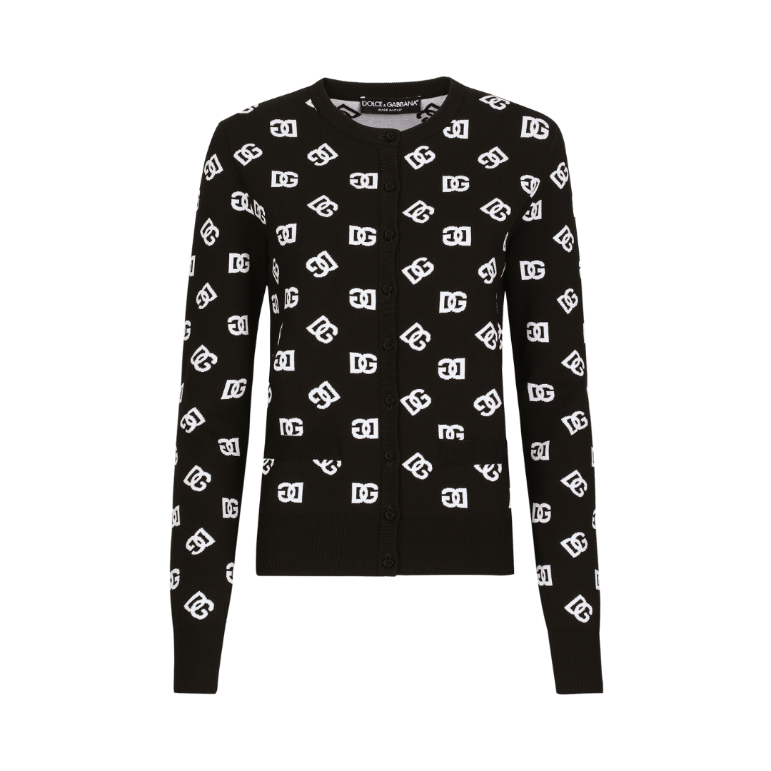 Viskose-Cardigan mit Jacquard-DG-Logo