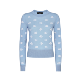 Woll- und Seiden-Jacquard-Pullover mit tonalem DG-Logo