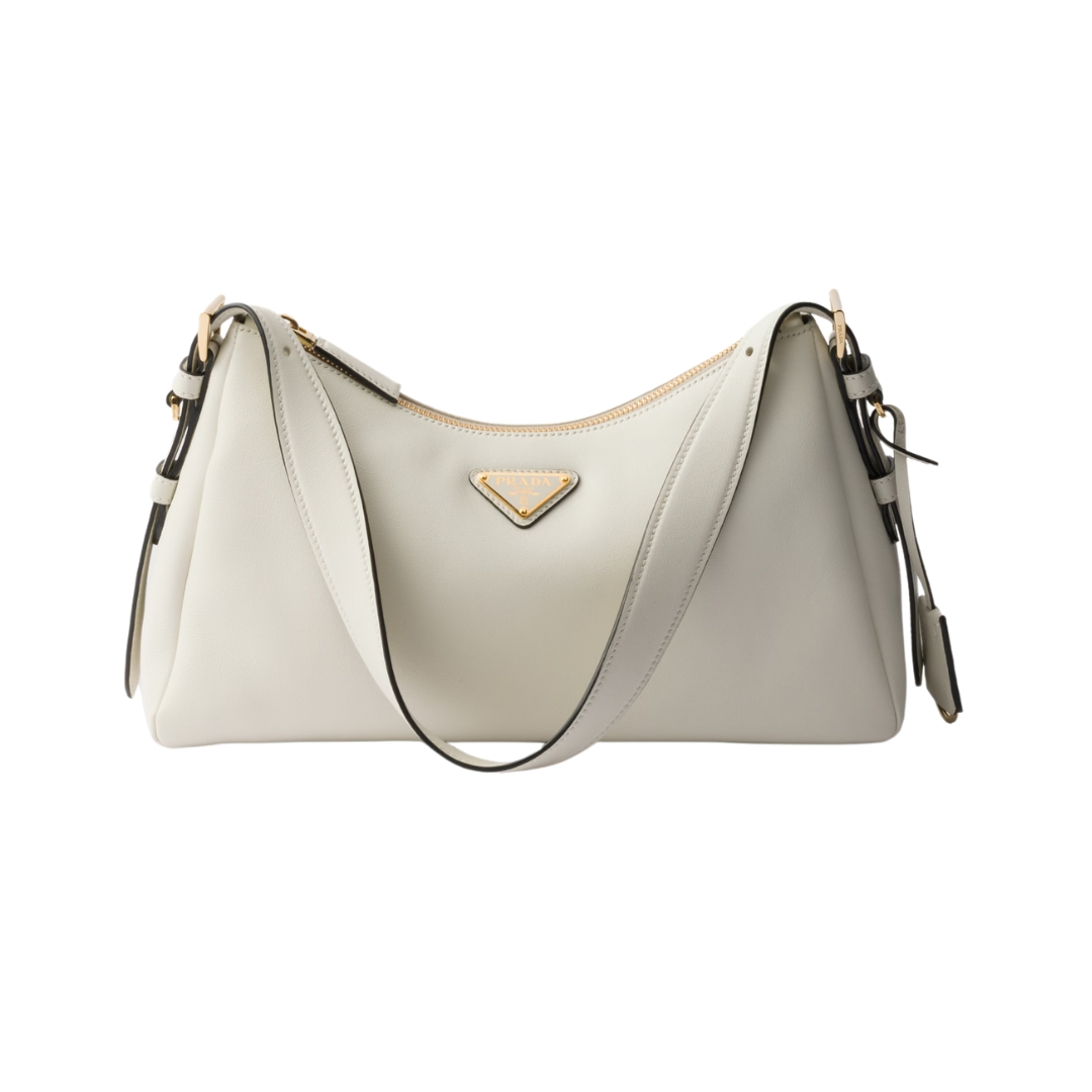 Aimée mittelgroße Lederhandtasche in Weiß 18cm