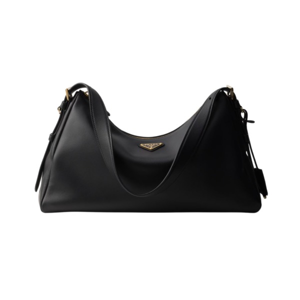 Aimée große Lederschultertasche in Schwarz 23cm