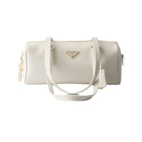 Mittelgroße Lederhandtasche mit Griff in Weiß 12.5cm