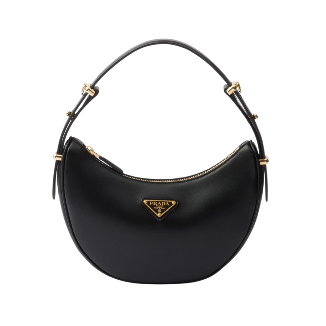 Arqué kleine Lederschultertasche Schwarz 18.5cm