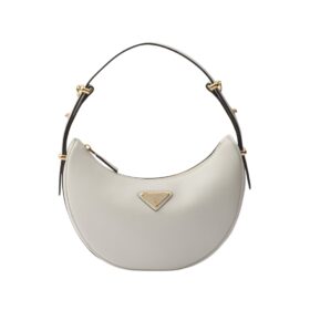 Weiße kleine Lederschultertasche 18.5cm
