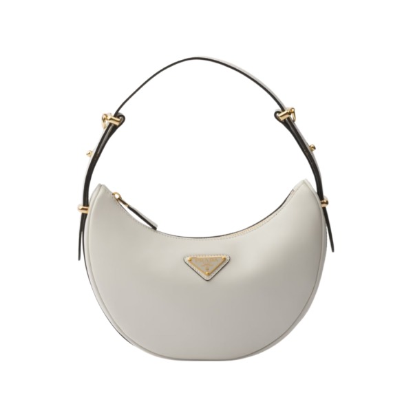 Weiße kleine Lederschultertasche 18.5cm