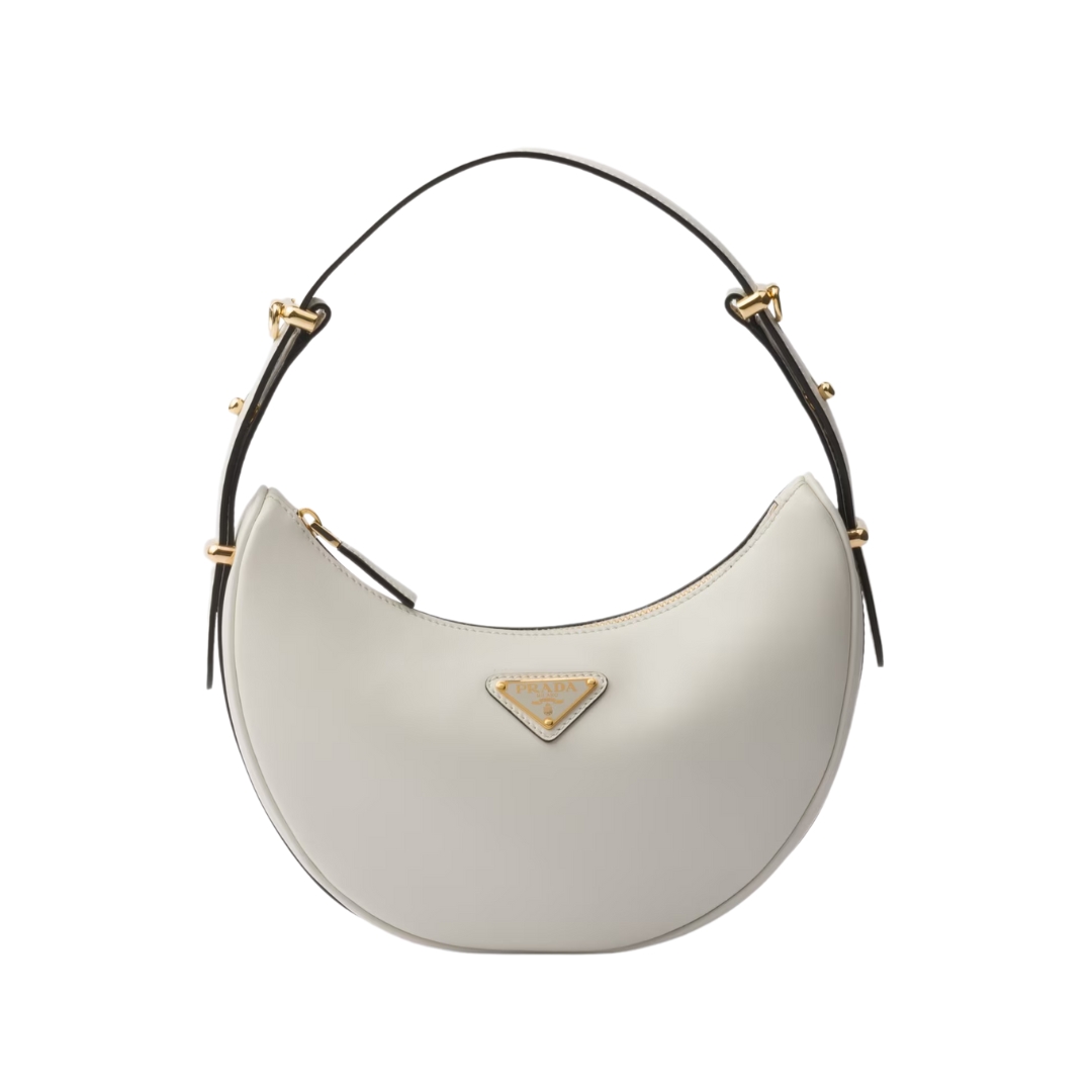 Weiße kleine Lederschultertasche 18.5cm