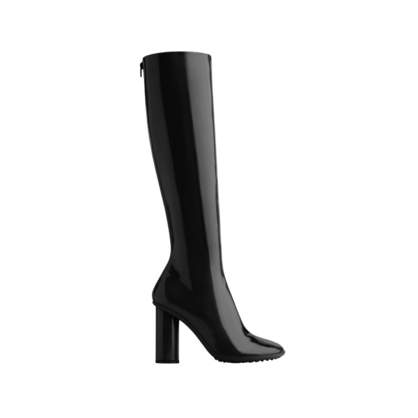 Leder-Kniestiefel Schwarz 9cm