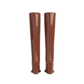 Leder-Kniestiefel in Braunzucker 9cm
