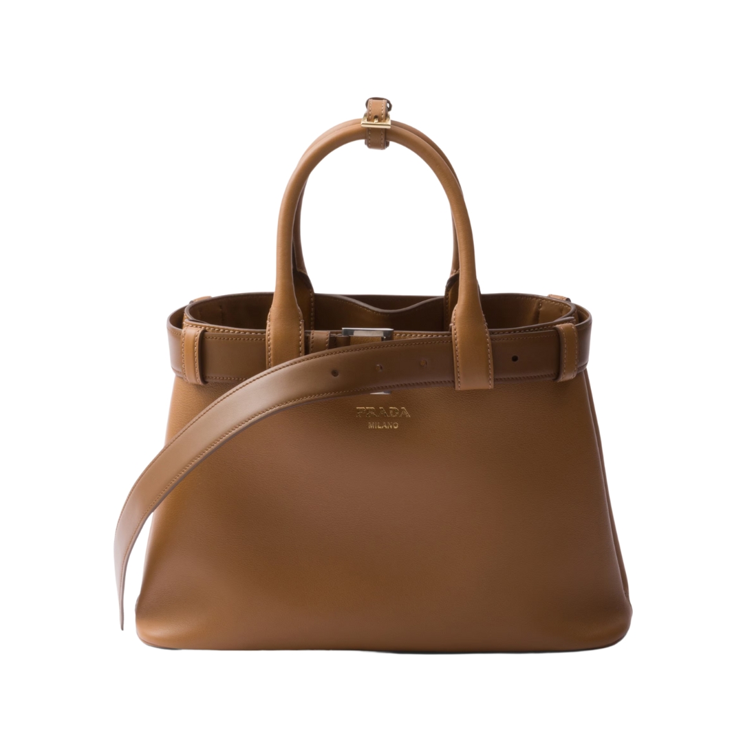 Buckle kleine Lederhandtasche Karamell 23cm
