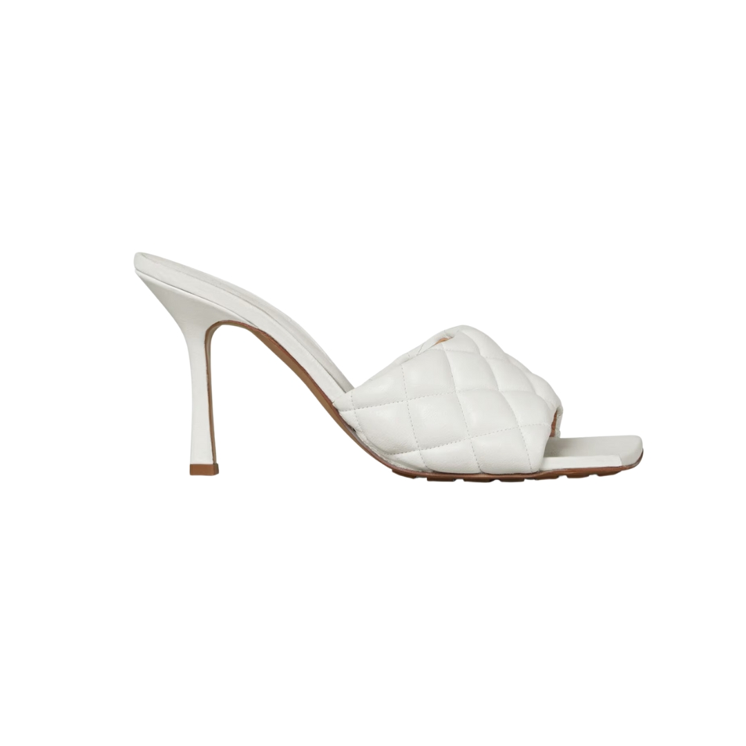 Gepolsterte Leder-Pantolette in Optikweiß 9cm