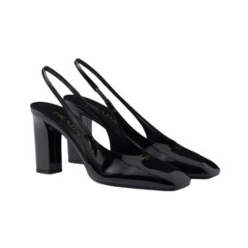 Leder Slingback-Pumps Schwarz 8.5cm
