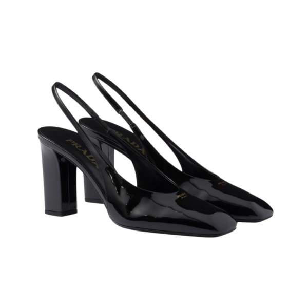 Leder Slingback-Pumps Schwarz 8.5cm