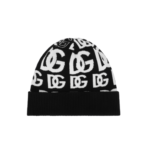 Kaschmir-Mütze mit All-over DG-Logo