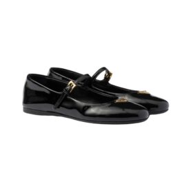 Lackleder-Ballerinas Schwarz
