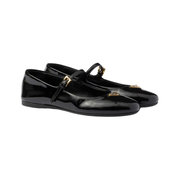 Lackleder-Ballerinas Schwarz
