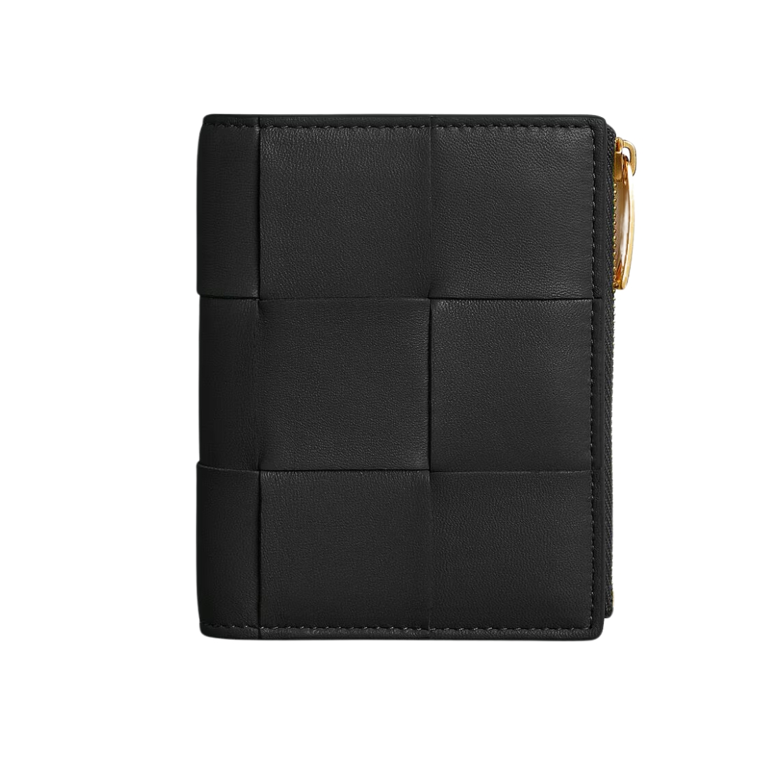 Leder-Geldbörse in Schwarz 11.5cm