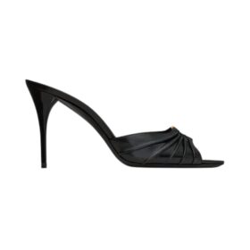 Babylone Mules aus glattem Leder Schwarz 9cm