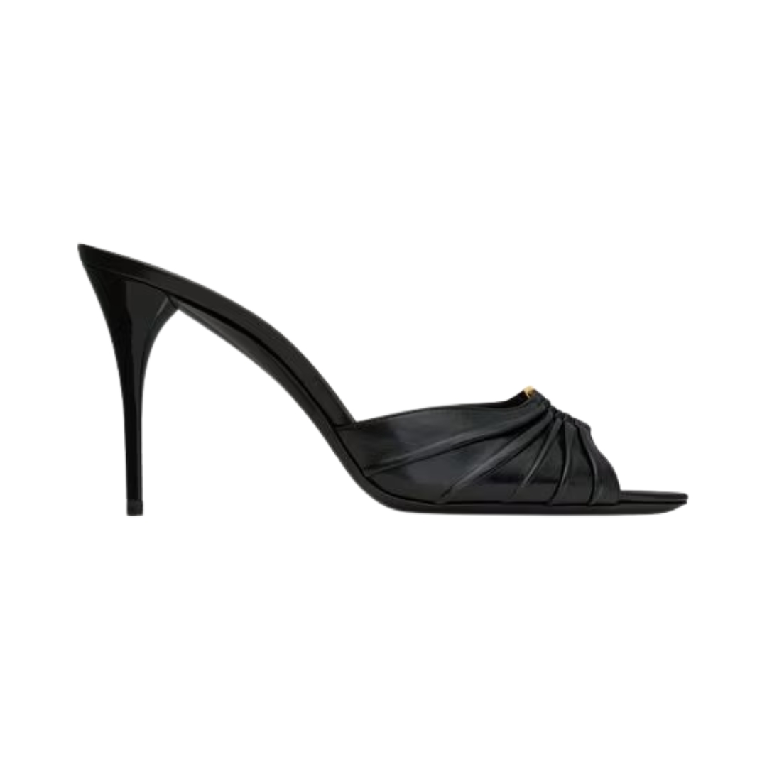 Babylone Mules aus glattem Leder Schwarz 9cm