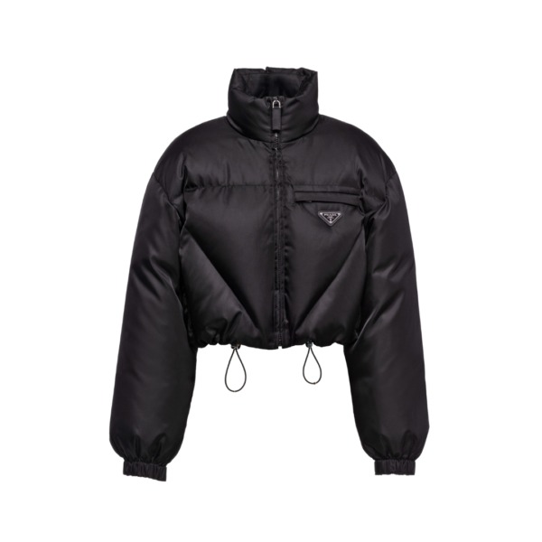 Nylon Gabardine Daunenjacke Schwarz