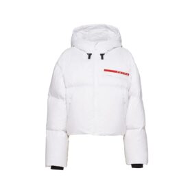 Cropped Pufferjacke Weiß/Rot