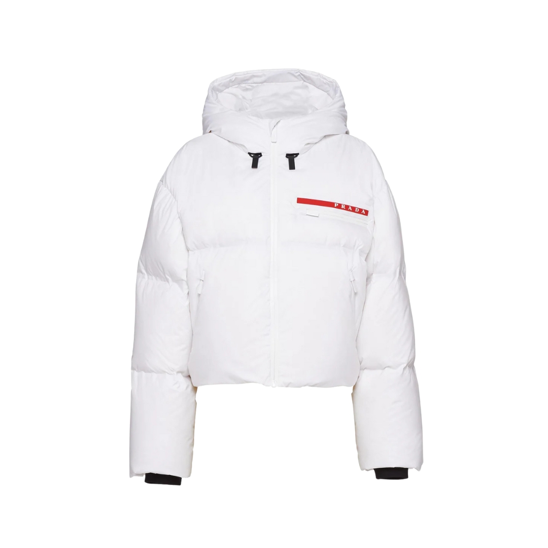 Cropped Pufferjacke Weiß/Rot
