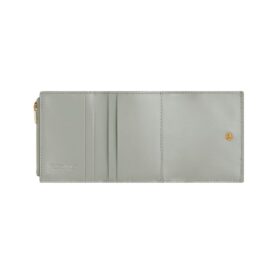 Intrecciato-Nappa-Geldbörse Achatgrau 8cm