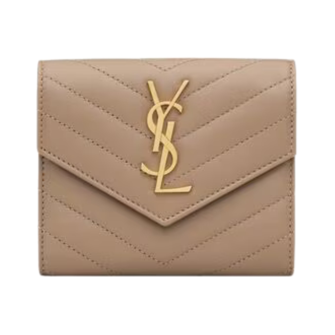Cassandre Matelassé kompakte Tri-Fold-Geldbörse aus Lammleder 12.5cm