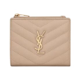 Cassandre gesteppte Zwei-Falten-Brieftasche aus Grain de Poudre Leder 10.5cm