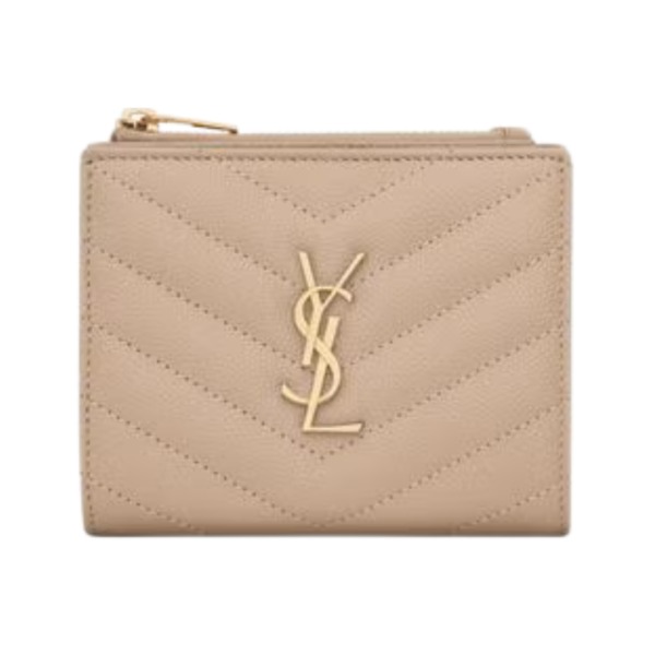 Cassandre gesteppte Zwei-Falten-Brieftasche aus Grain de Poudre Leder 10.5cm