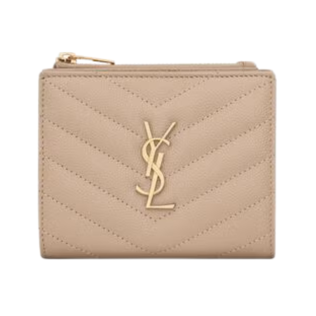 Cassandre gesteppte Zwei-Falten-Brieftasche aus Grain de Poudre Leder 10.5cm