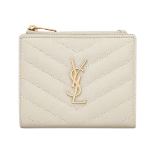 Cassandre matelassierte Zwei-Falten-Brieftasche aus Grain de Poudre Leder 10.5cm