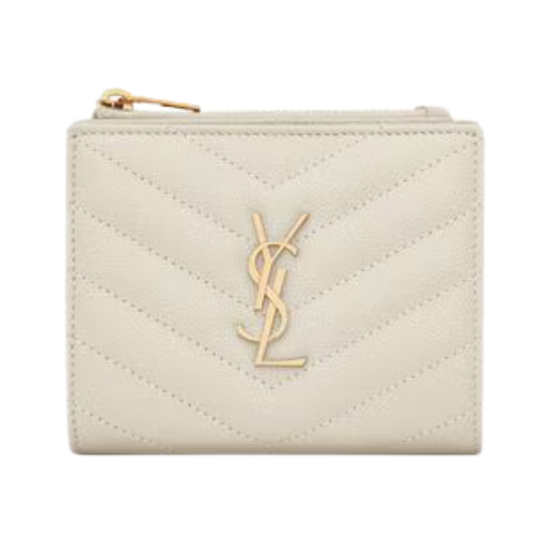 Cassandre matelassierte Zwei-Falten-Brieftasche aus Grain de Poudre Leder 10.5cm
