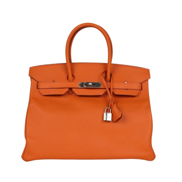 Orange Epsom mit Palladium-Beschlägen 35cm
