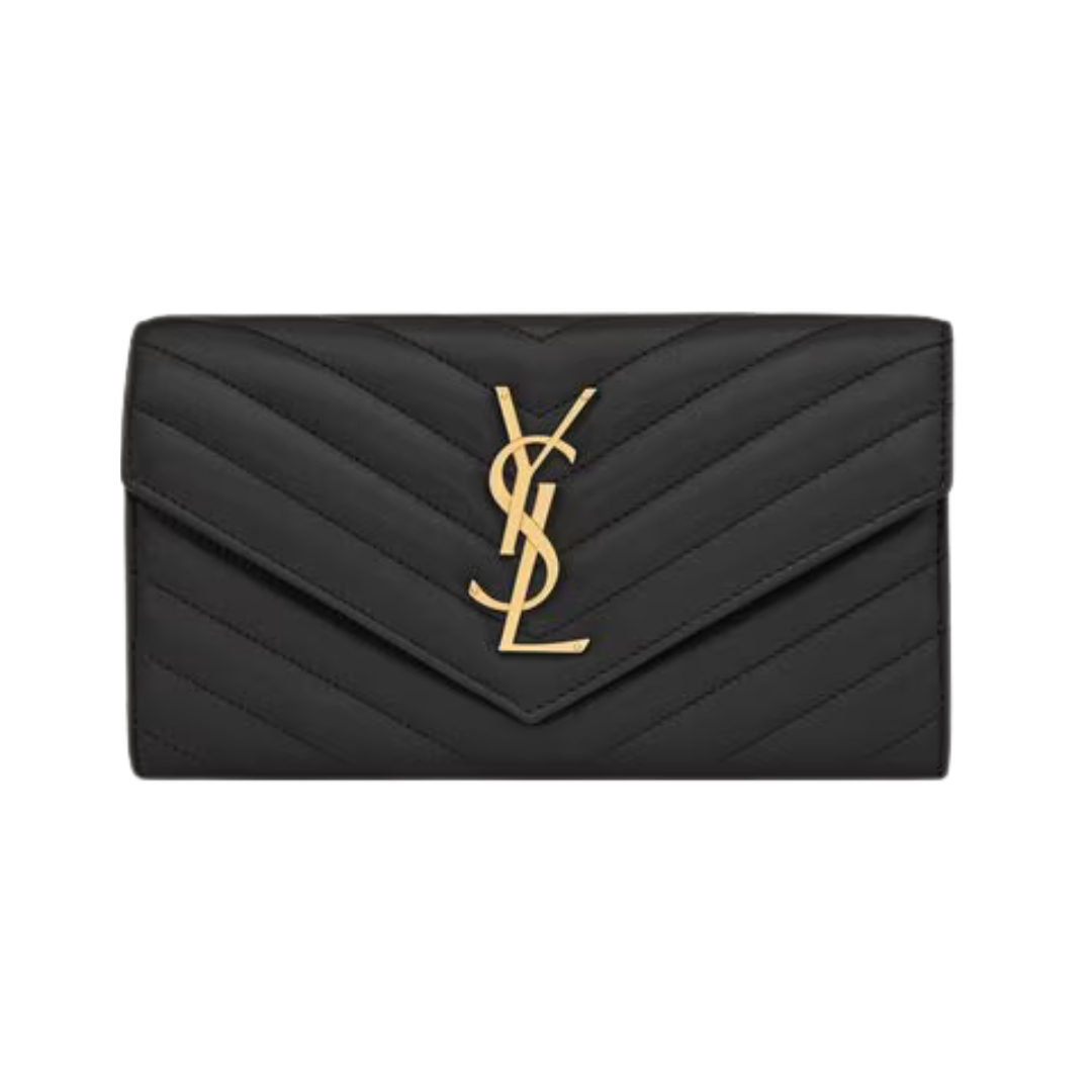 Cassandre matelassierte große Klappenbrieftasche aus Lammleder 19cm