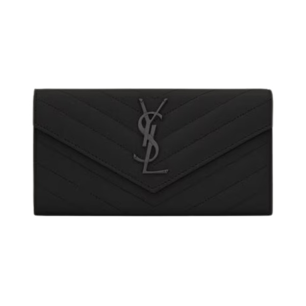 Cassandre matelassierte große Klappenbrieftasche aus Grain de Poudre Leder 19cm