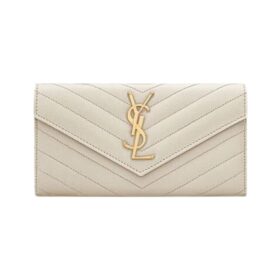 Cassandre matelassierte große Klappenbrieftasche aus Grain de Poudre Leder 19cm