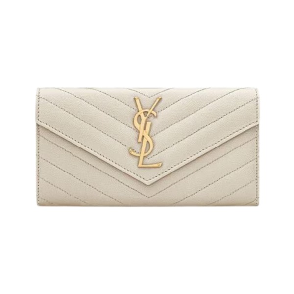 Cassandre matelassierte große Klappenbrieftasche aus Grain de Poudre Leder 19cm