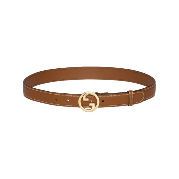 Braunes Leder mit Kontrastnähten 3cm