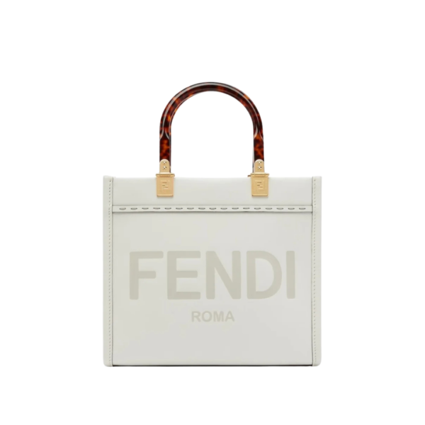 Weiße Leder-Shoppingtasche 22cm
