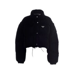 Wandelbare Samt-Daunenjacke Schwarz