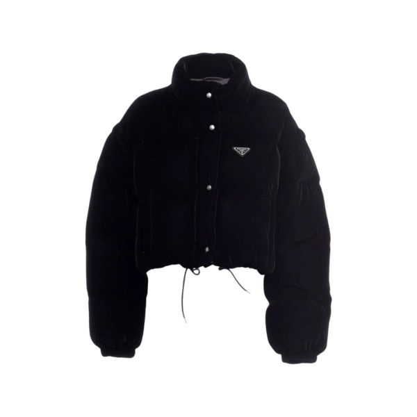 Wandelbare Samt-Daunenjacke Schwarz